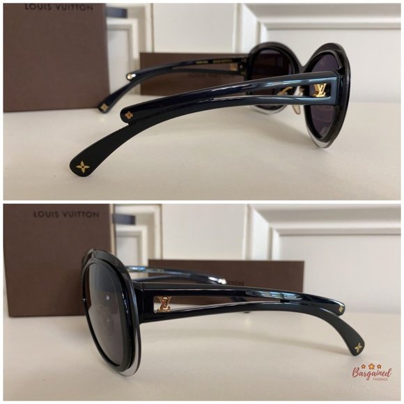 Authentic LOUIS VUITTON Black Acetate Flore Carre LV Logo Sunglasses Z0453U - Picture 6 of 12